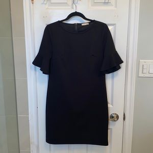 Black A- line mini dress with half flair sleeves MEDIUM